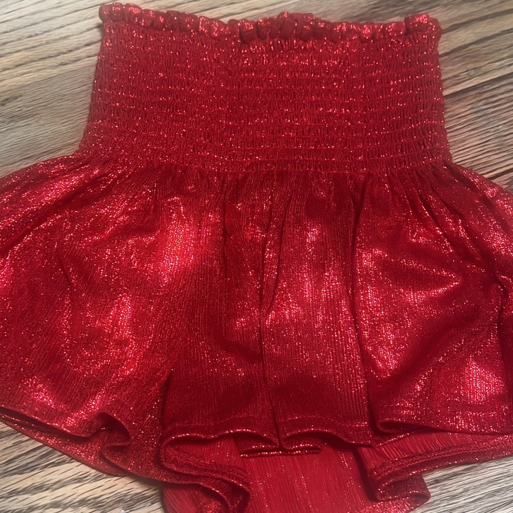 QUEEN OF SPARKLES Glittery Red Kids Shorts